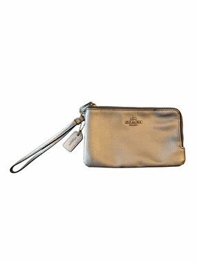 Coach Metallic Gold Pebbled Leather Double Zip Wristlet F23260